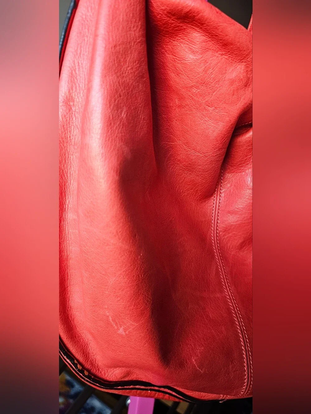 Joelle Hawkens Slouchy Hobo-style Leather Handbag Coral Red